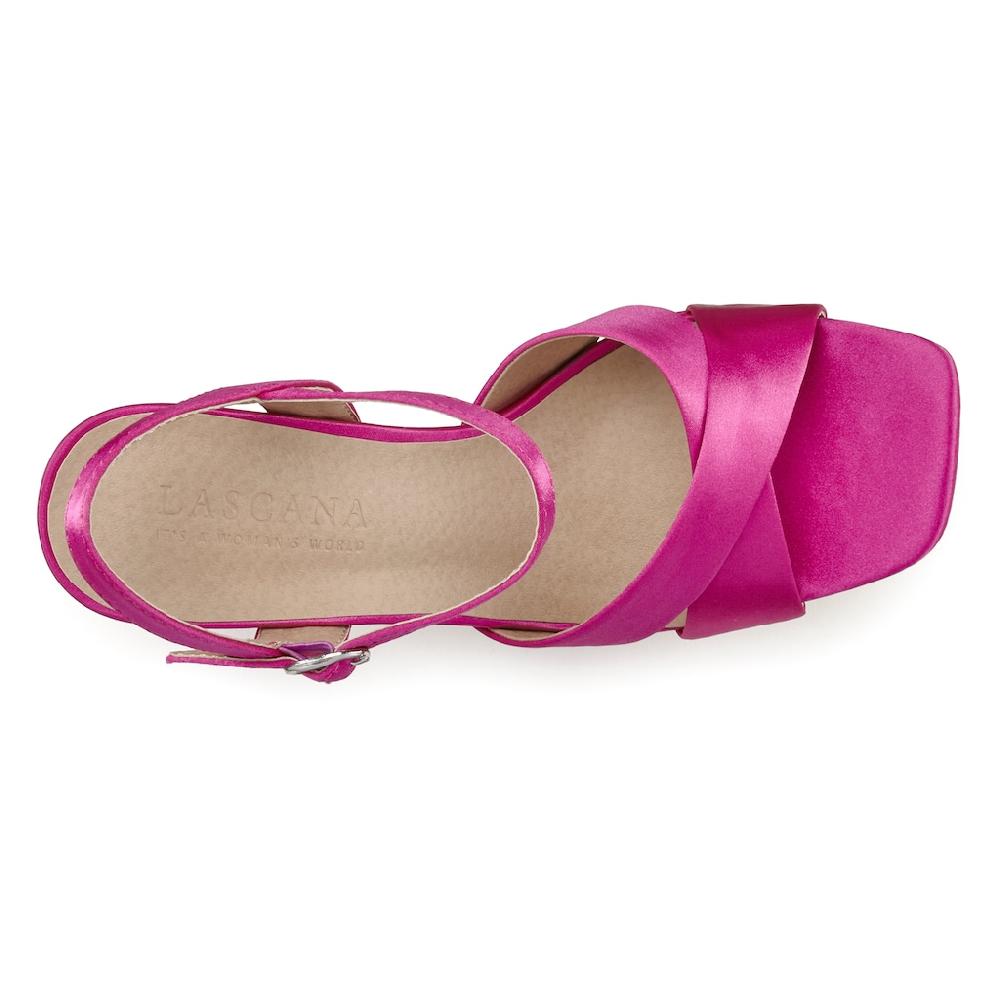 LASCANA Riemchensandalette High Heel Sandale mit Plateau & Blockabsatz in Satin Optik VEGAN Osterangebot