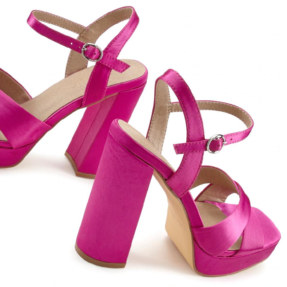LASCANA Riemchensandalette High Heel Sandale mit Plateau & Blockabsatz in Satin Optik VEGAN Osterangebot