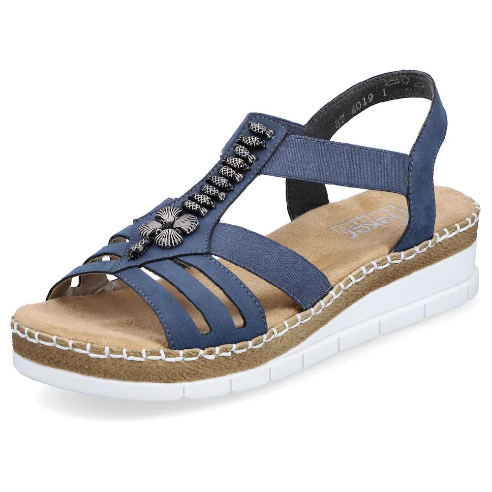 Rieker Riemchensandale Sommerschuh Sandalette Keilabsatz mit modischen Schmuckelementen ▷ für