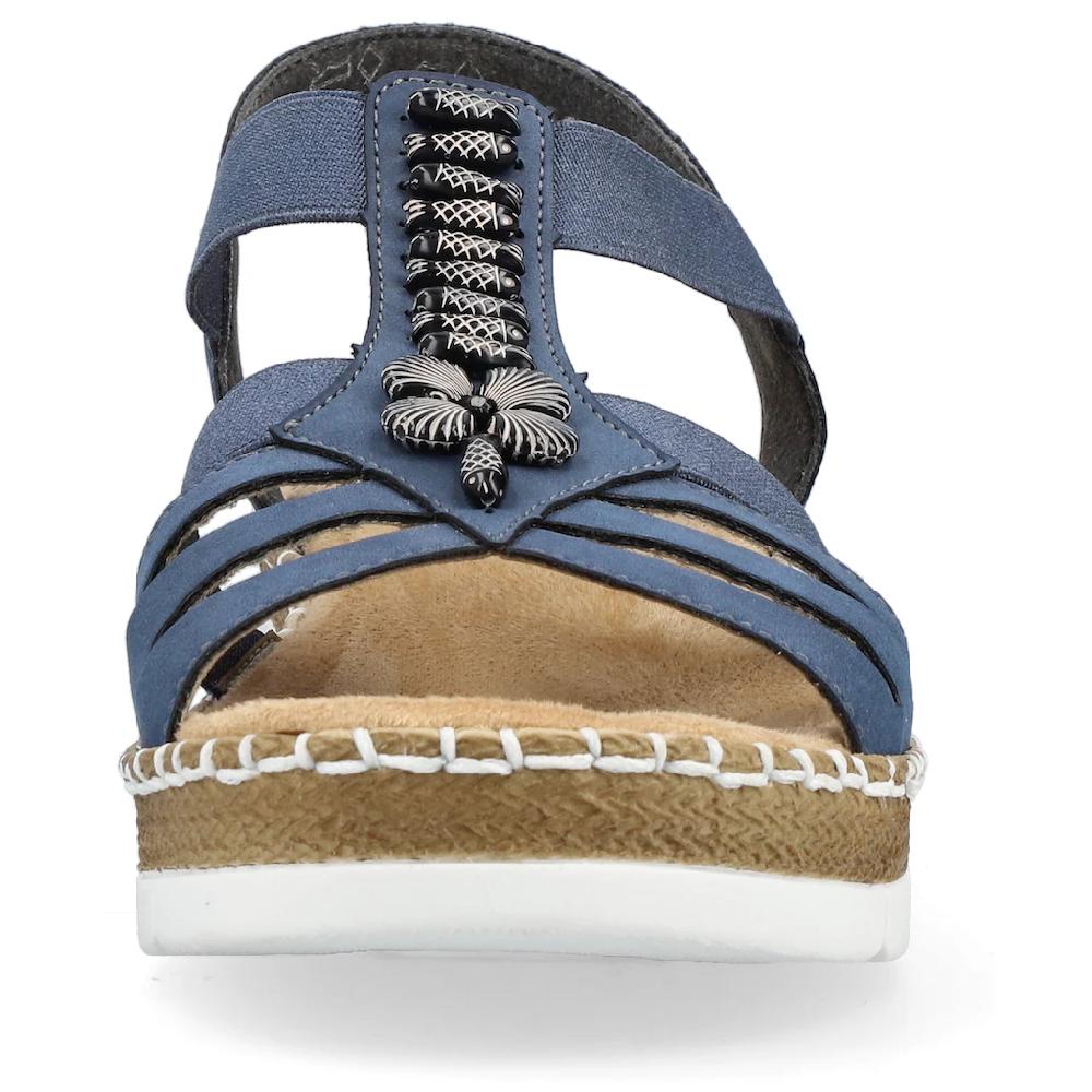 Rieker Riemchensandale Sommerschuh Sandalette Keilabsatz mit modischen Schmuckelementen ▷ für Vatertagsangebot