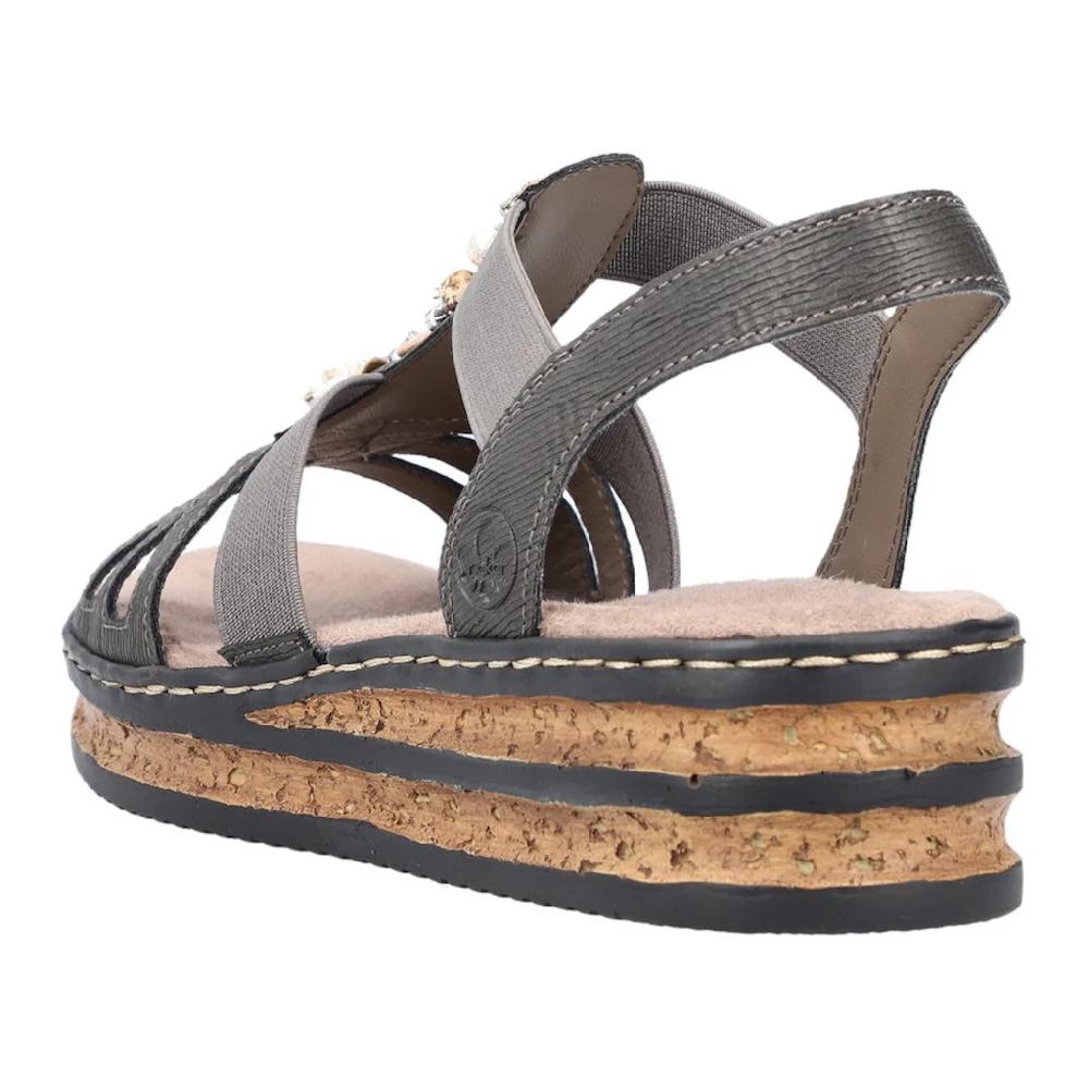 Rieker Riemchensandale Sommerschuh Sandalette Keilabsatz mit Schmucksteinen besetzt ▷ für Sonderangebot