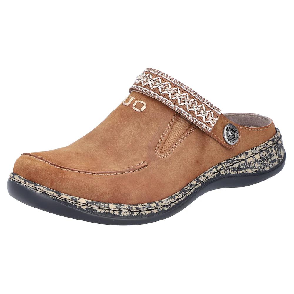Rieker Clog Sabot Schlupfschuh Schlappen mit kleinem Stretcheinsatz Lagerräumung