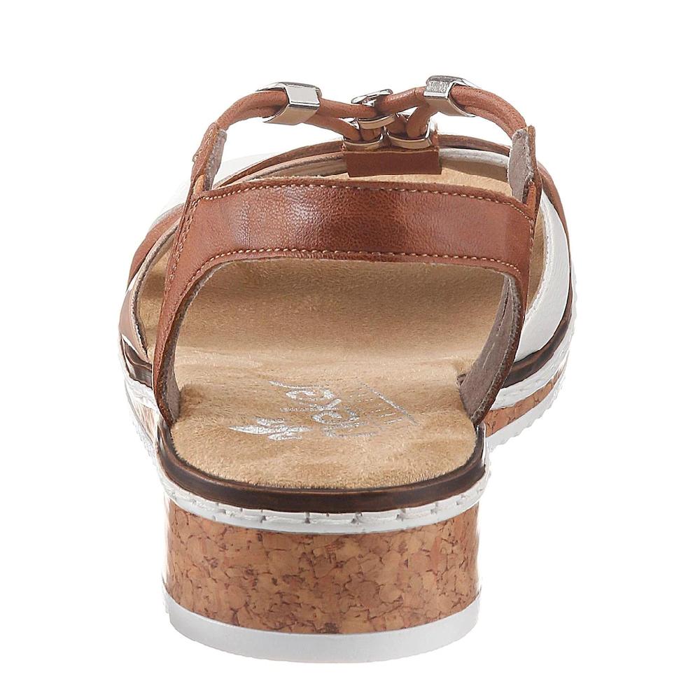 Rieker Riemchensandale Sommerschuh Sandalette Keilabsatz mit Accessoires verziert bestellen Blitzangebot