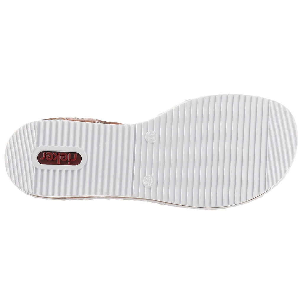 Rieker Riemchensandale Sommerschuh Sandalette Keilabsatz mit Accessoires verziert bestellen Blitzangebot