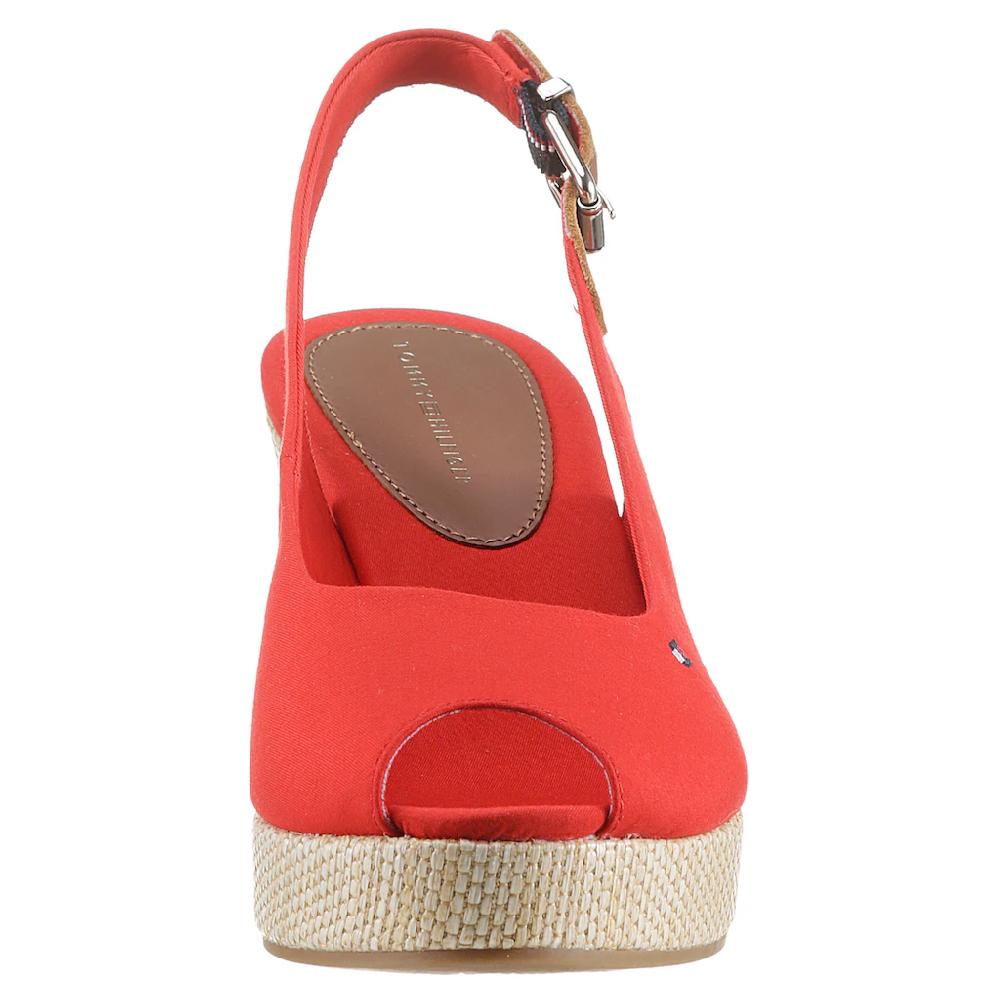 Tommy Hilfiger Sandalette »ICONIC ELBA SLING BACK WEDGE« Sommerschuh Sandale Keilabsatz mit Jutebesatz Tiefpreis