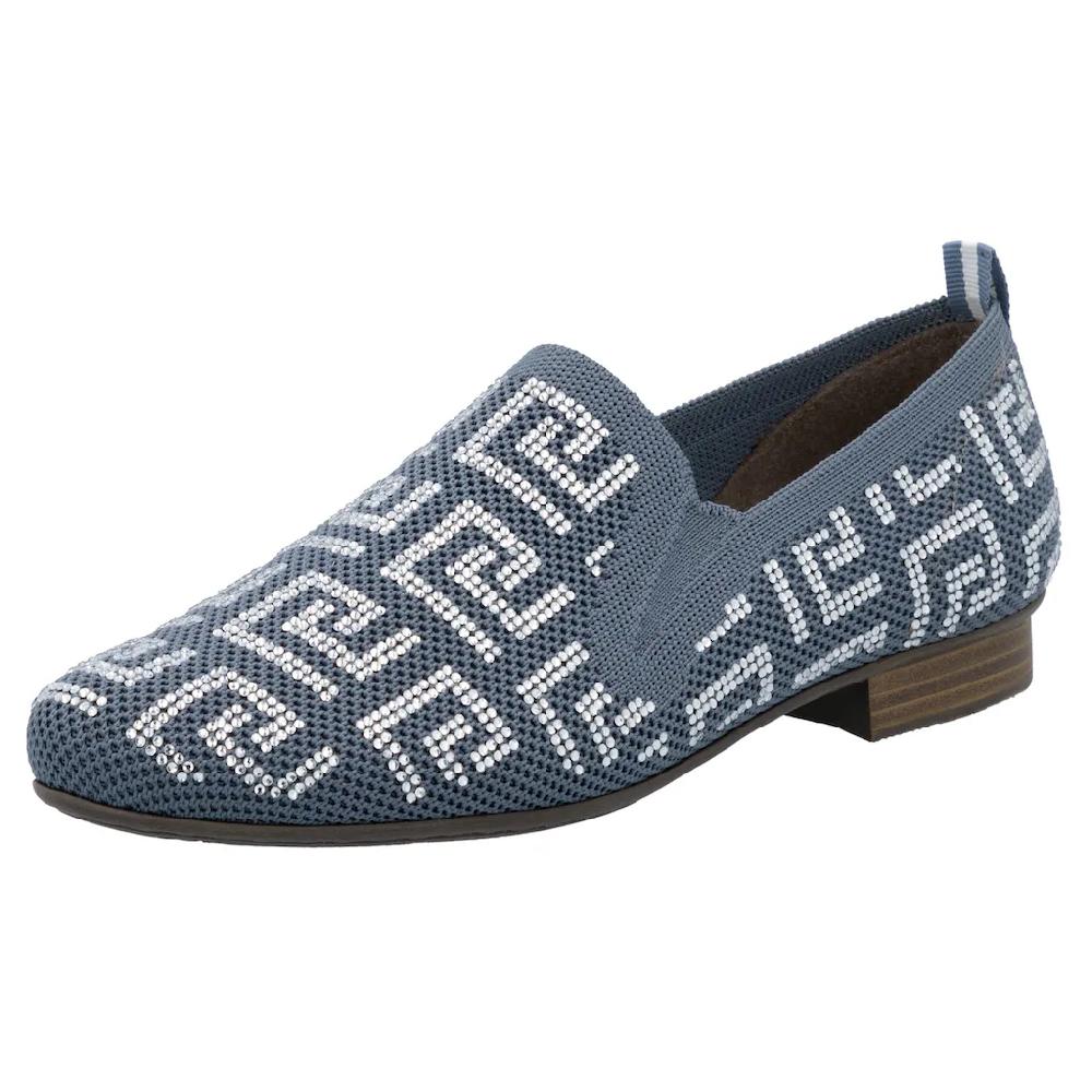 Rieker Slipper Halbschuh Schlupfschuh Blockabsatz Loafer mit Stretcheinsätzen ▷ für