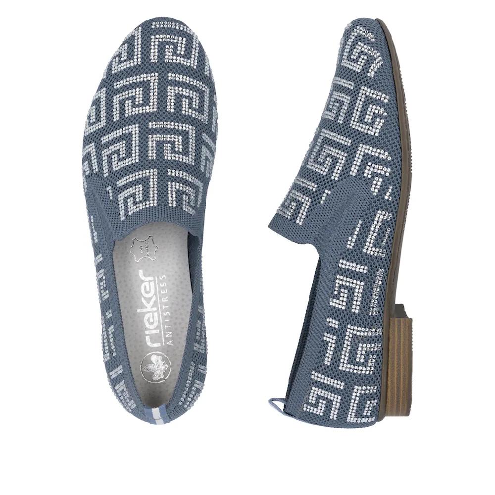 Rieker Slipper Halbschuh Schlupfschuh Blockabsatz Loafer mit Stretcheinsätzen ▷ für Fabrik Onlineshop