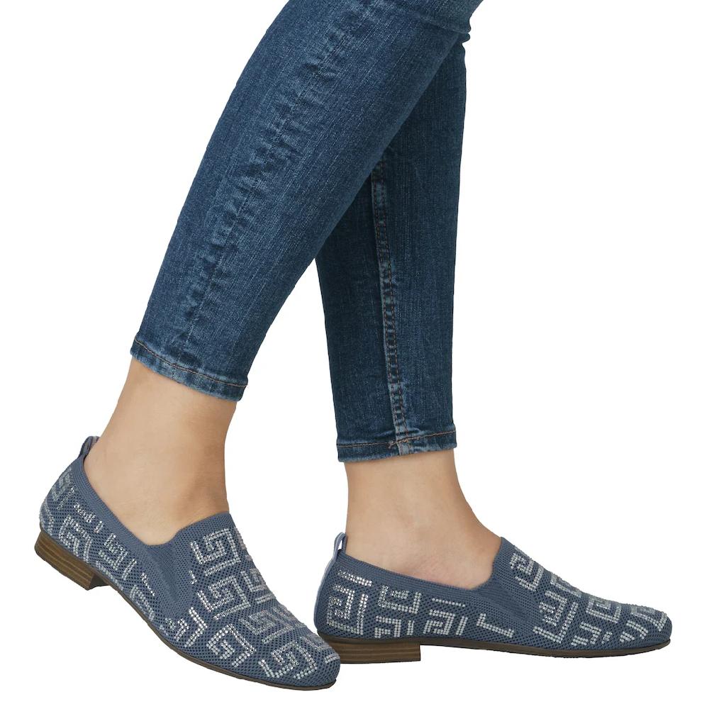 Rieker Slipper Halbschuh Schlupfschuh Blockabsatz Loafer mit Stretcheinsätzen ▷ für Fabrik Onlineshop