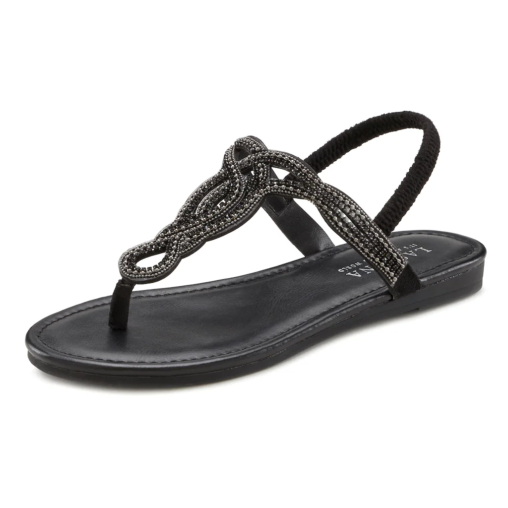 LASCANA Zehentrenner »Sandale Pantolette« Sandale mit Schmucksteinen in Glitzer-Optik VEGAN online kaufen