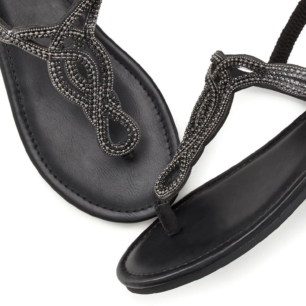 LASCANA Zehentrenner »Sandale Pantolette« Sandale mit Schmucksteinen in Glitzer-Optik VEGAN online kaufen Fabrikpreis