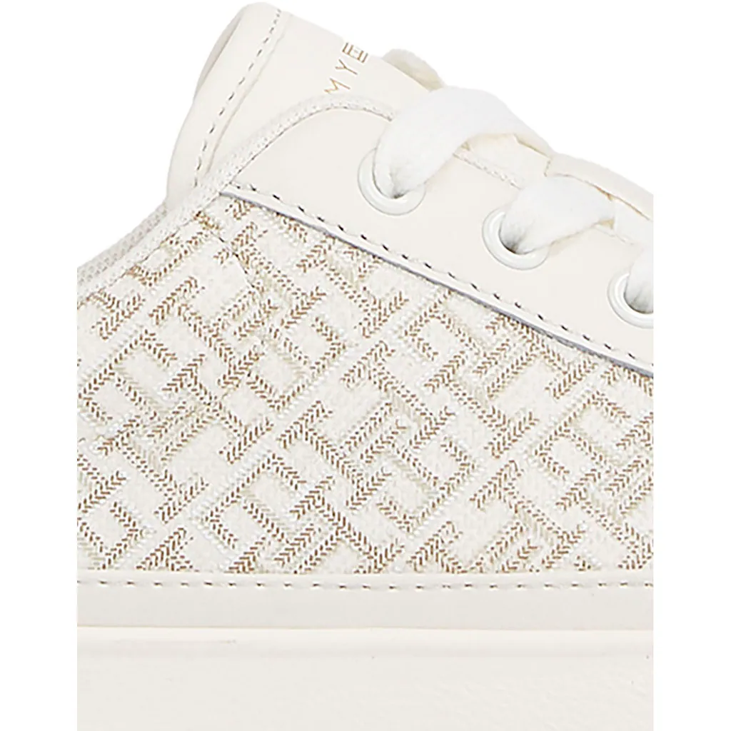 Tommy Hilfiger Plateausneaker »VULC LEATHER SNEAKER MONOGRAM« Freizeitschuh Halbschuh Schnürschuh mit Allover-Logoprint kaufen Saisonschlussverkauf