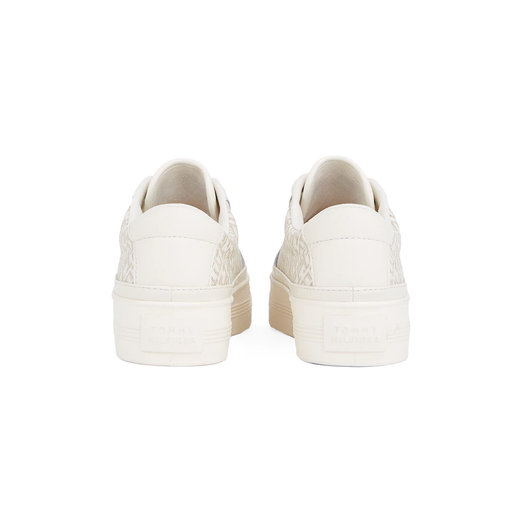 Tommy Hilfiger Plateausneaker »VULC LEATHER SNEAKER MONOGRAM« Freizeitschuh Halbschuh Schnürschuh mit Allover-Logoprint kaufen Saisonschlussverkauf