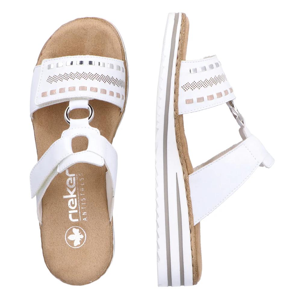 Rieker Pantolette Keilabsatz Sommerschuh Schlappen mit praktischen Klettriemchen ▷ für Osterangebot