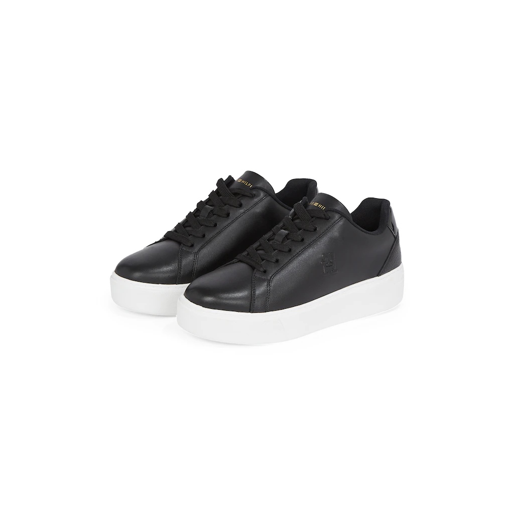 Tommy Hilfiger Plateausneaker »TH PLATFORM COURT SNEAKER« Freizeitschuh Halbschuh Schnürschuh Kontrastbesatz an der Ferse bestellen Jubiläumsangebot