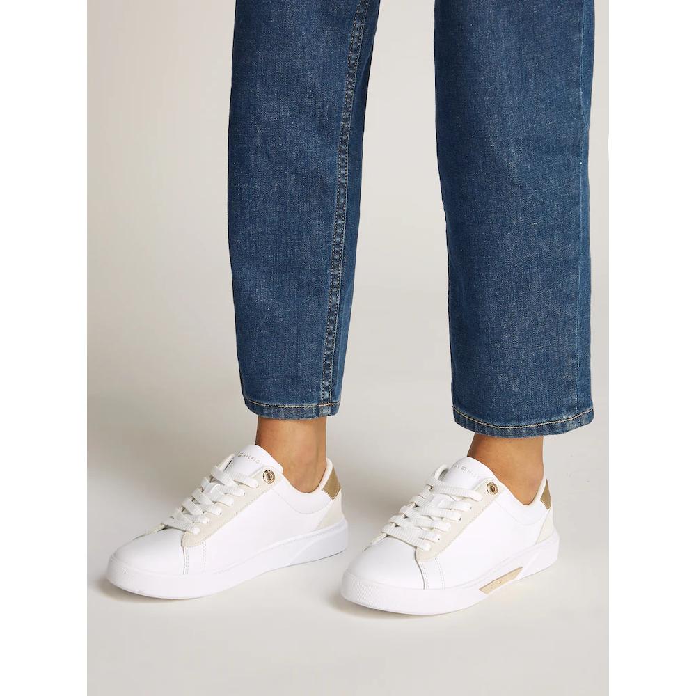 Tommy Hilfiger Plateausneaker »CHIC COURT SNEAKER« Schnürschuh Halbschuh Freizeitschuh mit goldfarbenen Besätzen online bestellen Kostenlose Rückgabe
