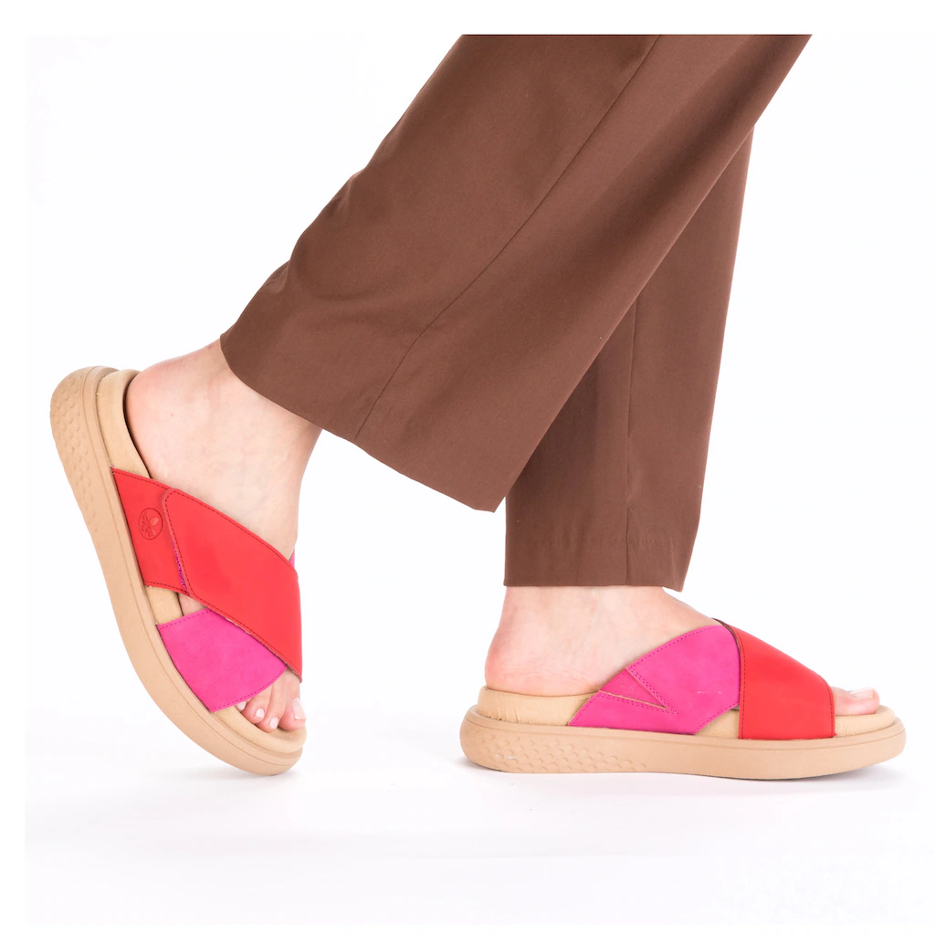 Rieker Pantolette Sommerschuh Strandschuh Hausschuh Schlappen mit bequemem Fußbett zollfrei