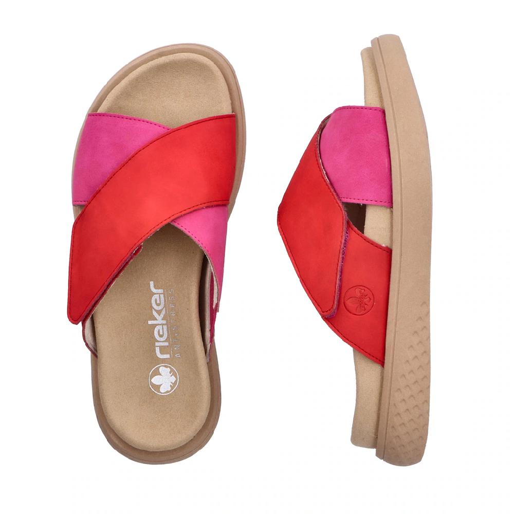Rieker Pantolette Sommerschuh Strandschuh Hausschuh Schlappen mit bequemem Fußbett zollfrei