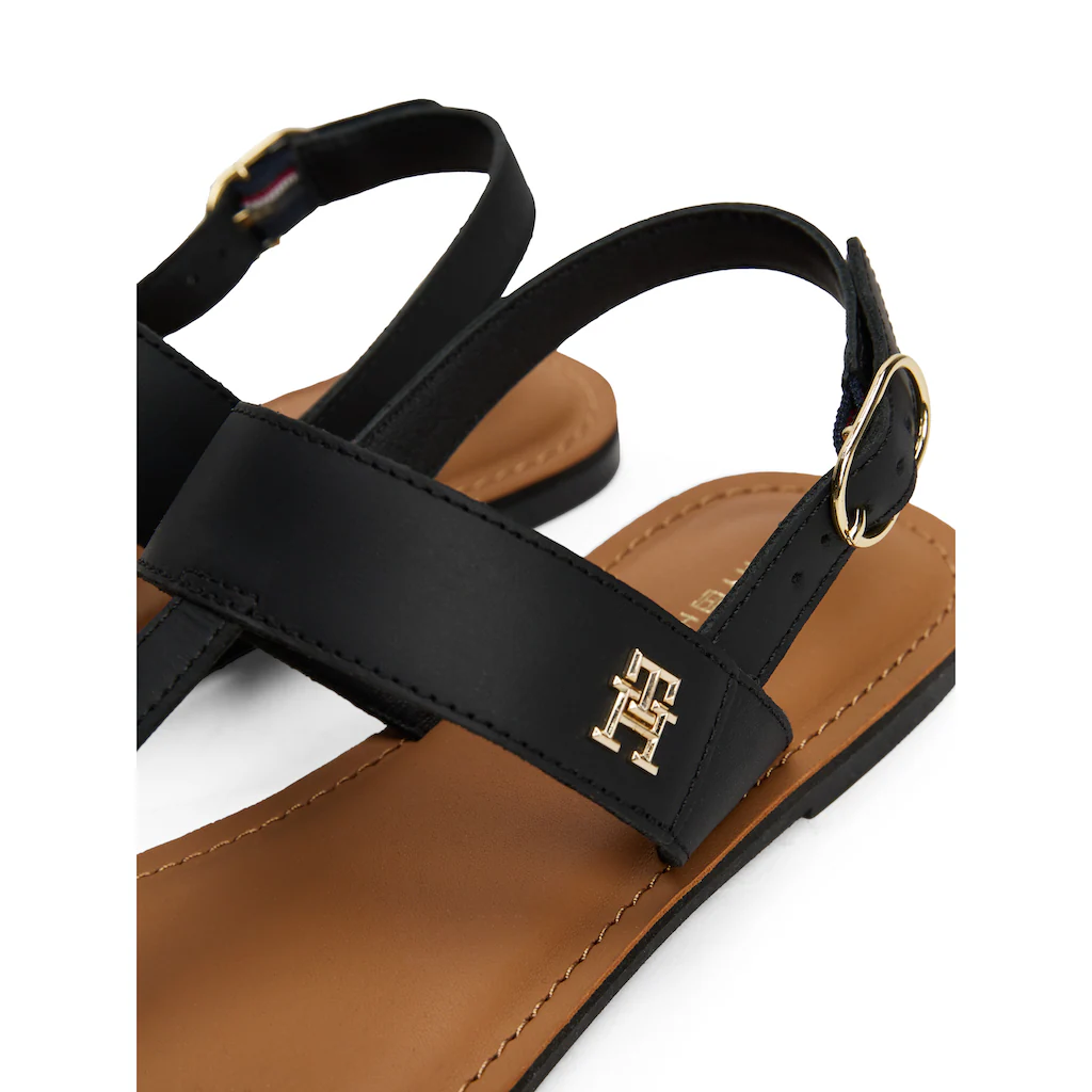 Tommy Hilfiger Riemchensandale »LEATHER THONG SANDAL« Sandalette Sommerschuh Flats mit Zehensteg online kaufen Exklusivangebot