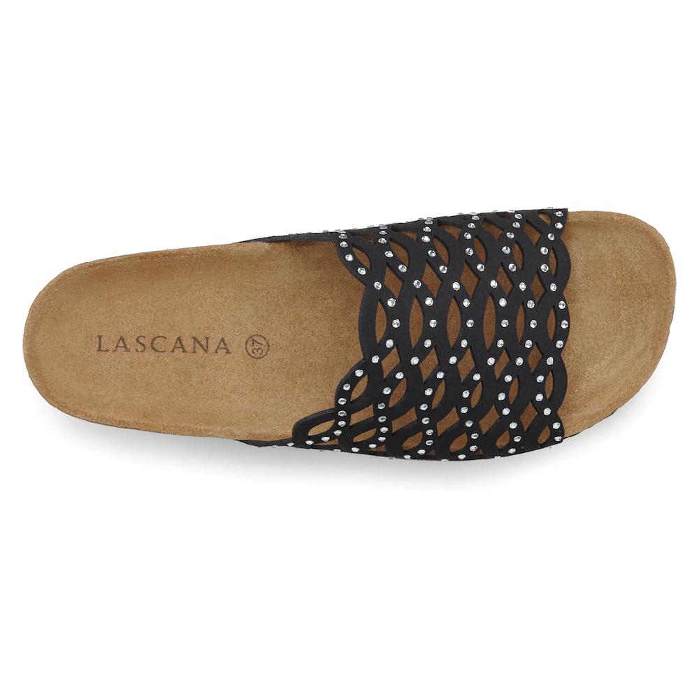 LASCANA Pantolette Mule Sandale offener Schuh mit Korkfußbett und Glitzersteinchen bestellen Saisonschlussverkauf