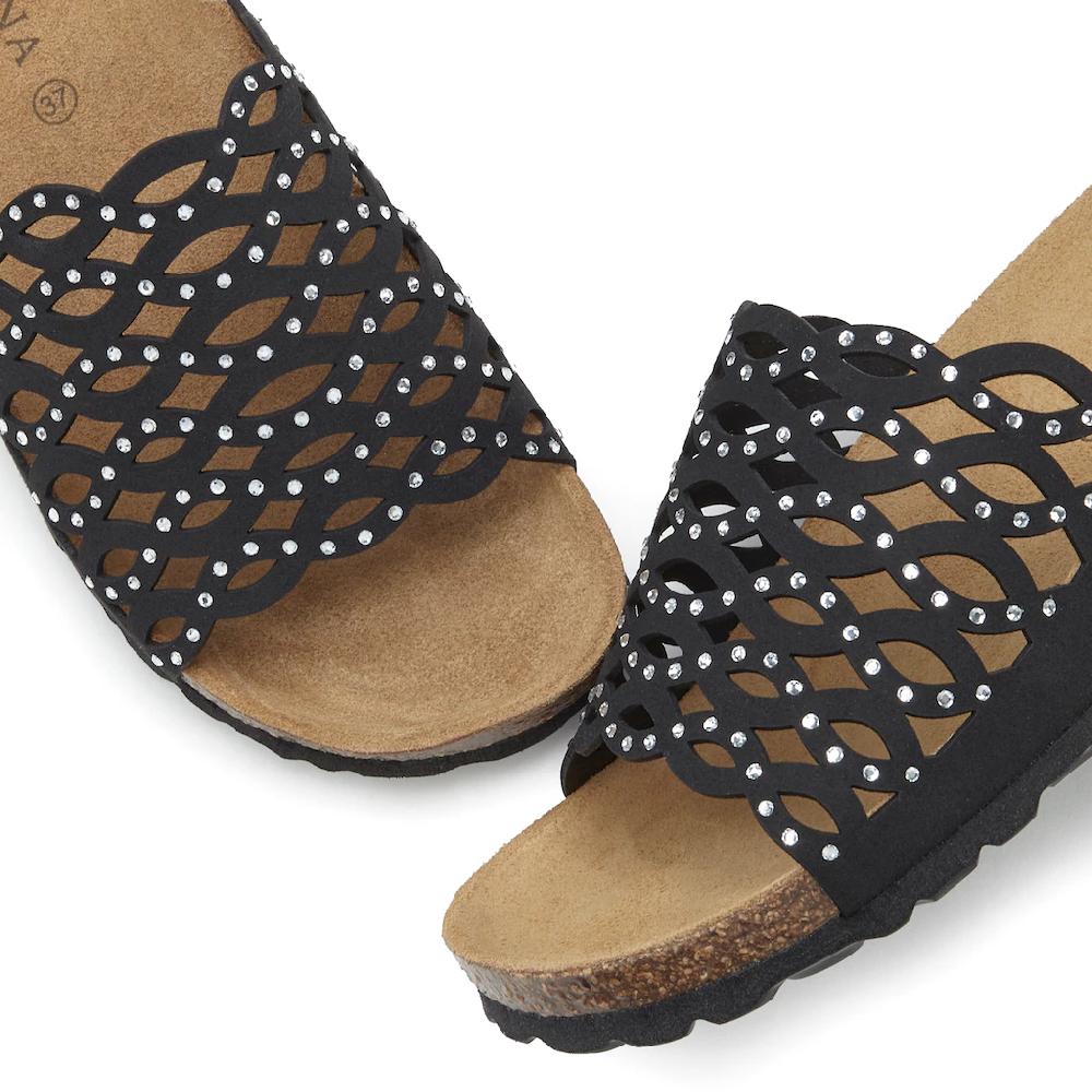 LASCANA Pantolette Mule Sandale offener Schuh mit Korkfußbett und Glitzersteinchen bestellen Saisonschlussverkauf