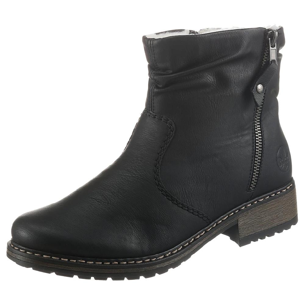 Rieker Winterstiefelette Winterboots Blockabsatz Profilsohle mit Zierreißverschluss außen ▷ für Begrenzt auf 3 Tage