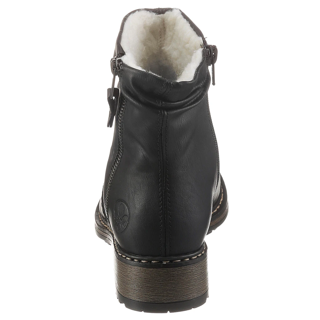 Rieker Winterstiefelette Winterboots Blockabsatz Profilsohle mit Zierreißverschluss außen ▷ für Begrenzt auf 3 Tage