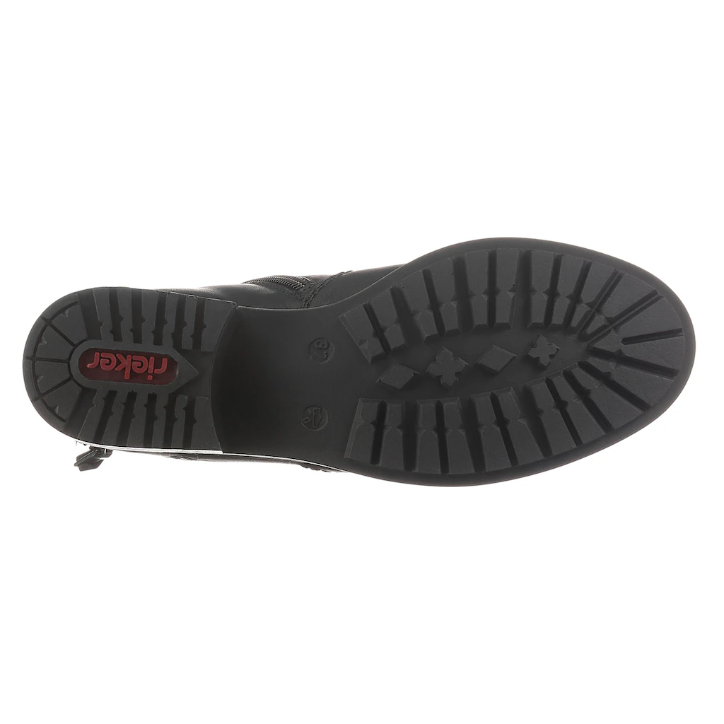 Rieker Winterstiefelette Winterboots Blockabsatz Profilsohle mit Zierreißverschluss außen ▷ für Begrenzt auf 3 Tage