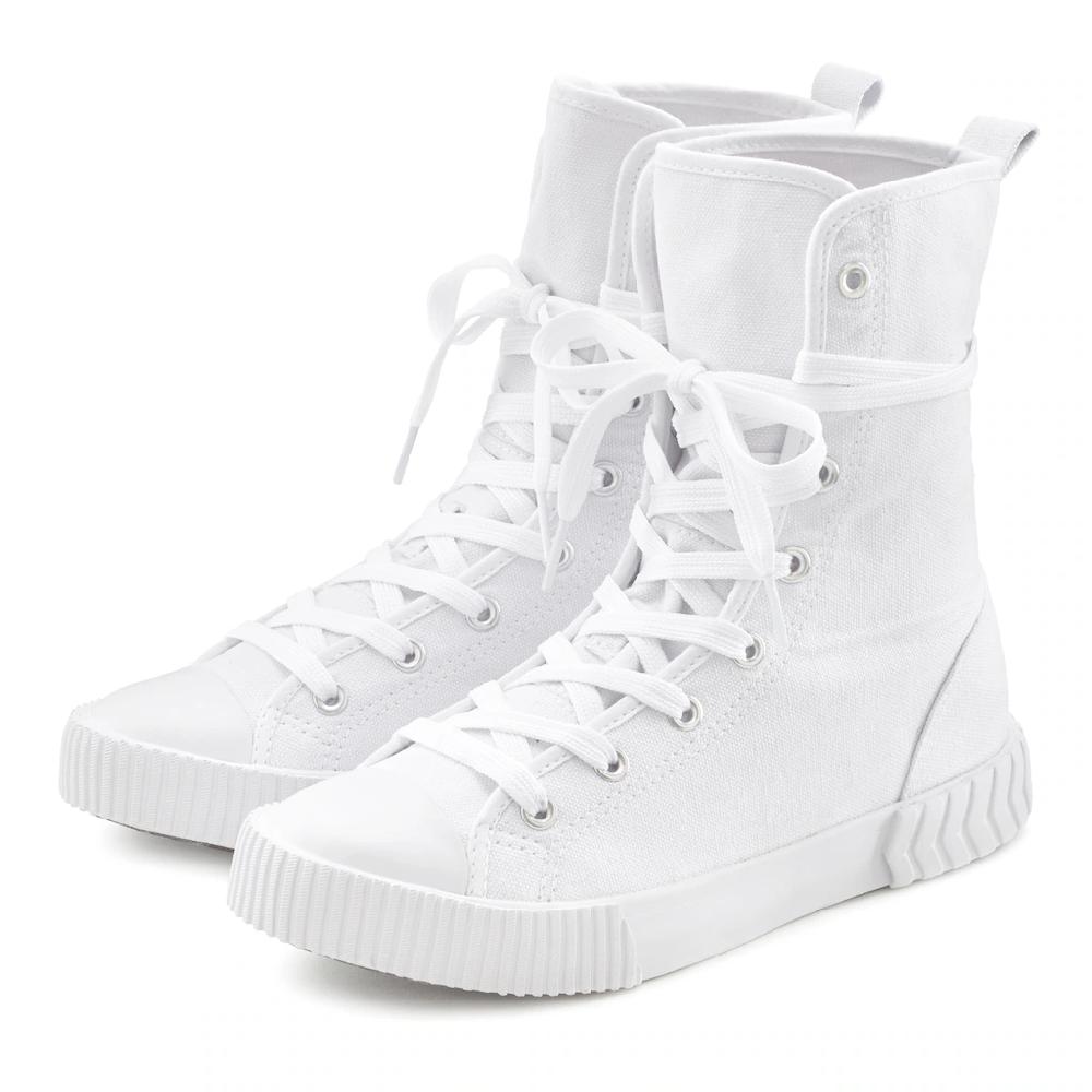 LASCANA Stiefelette im Combat Look High Top Sneaker Schnürschuh Textil-Boots kaufen Preisnachlass