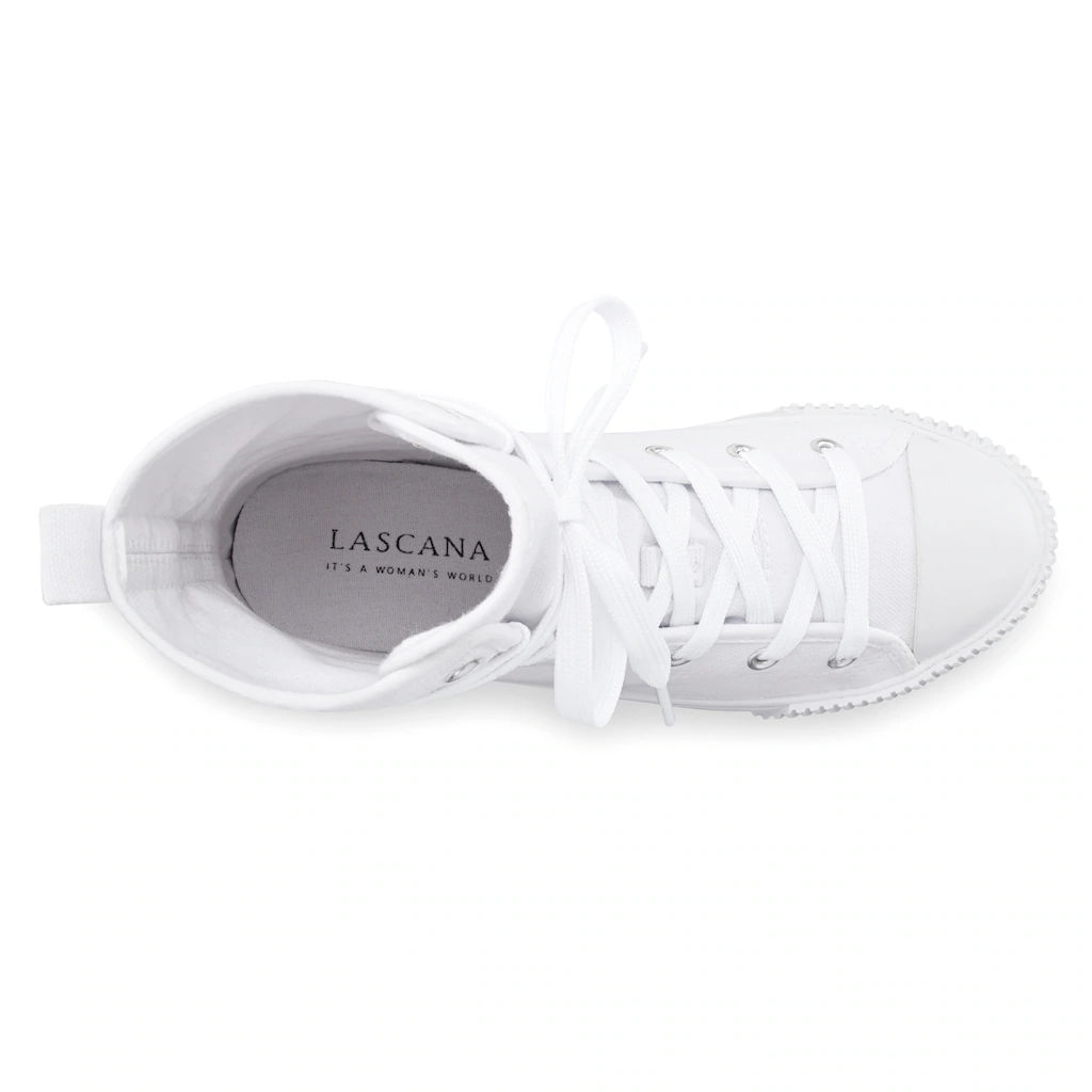 LASCANA Stiefelette im Combat Look High Top Sneaker Schnürschuh Textil-Boots kaufen Preisnachlass