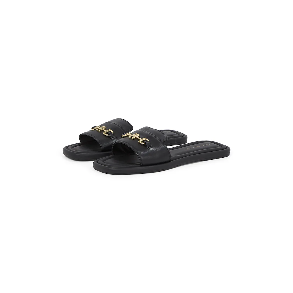 Tommy Hilfiger Pantolette »LEATHER HORSEBIT MULE« Flats Sommerschuh Bequemschuh mit goldfarbener Zierspange bestellen
