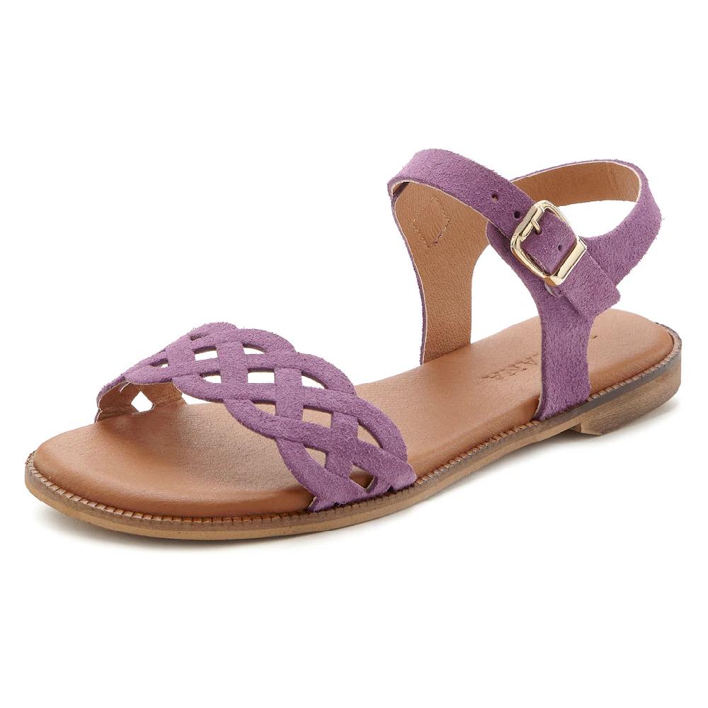 LASCANA Sandale Sandalette Sommerschuh aus Leder mit Cut-Outs und weicher Innensohle Lagerräumung
