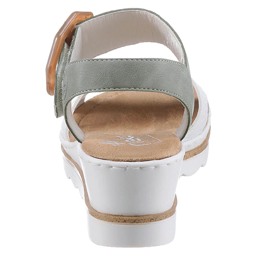 Rieker Sandalette Sommerschuh Sandale Keilabsatz mit auffälliger Schmuckspange online bestellen Super Sparpreis
