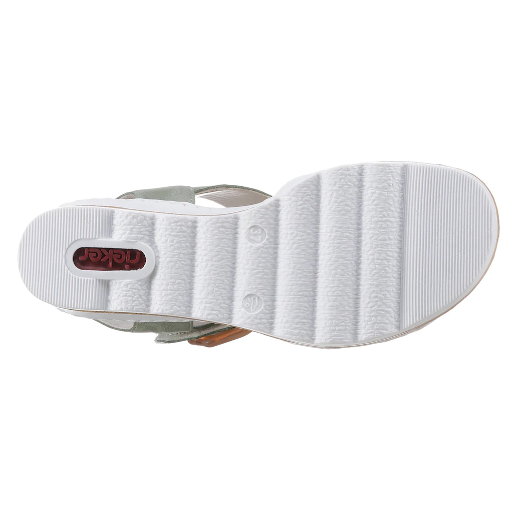 Rieker Sandalette Sommerschuh Sandale Keilabsatz mit auffälliger Schmuckspange online bestellen Super Sparpreis