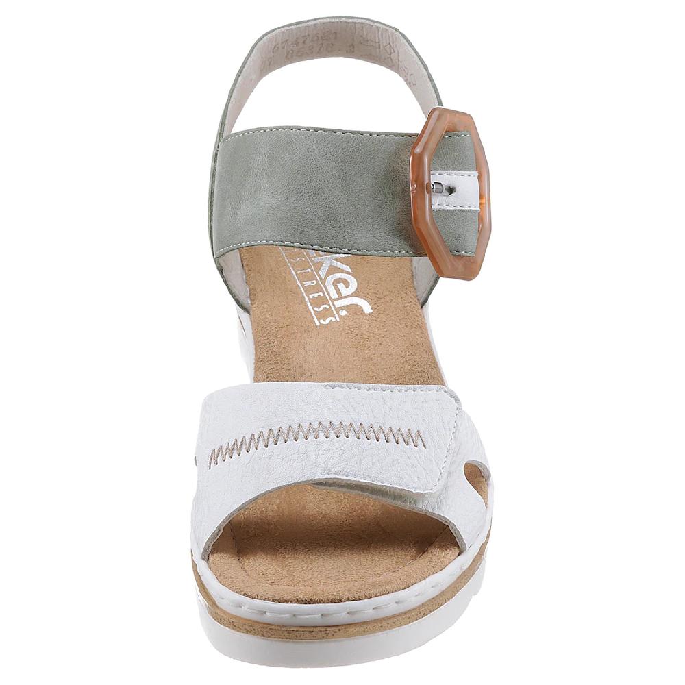 Rieker Sandalette Sommerschuh Sandale Keilabsatz mit auffälliger Schmuckspange online bestellen Super Sparpreis