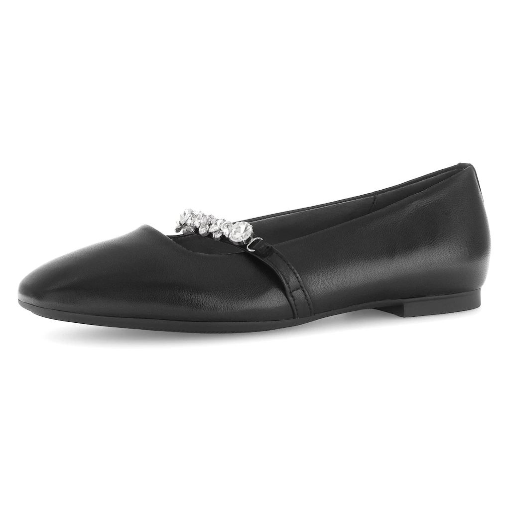 Gabor Ballerina Blockabsatz Bequemschuh Flats mit funkelnden Schmucksteinen Kostenloser Versand international