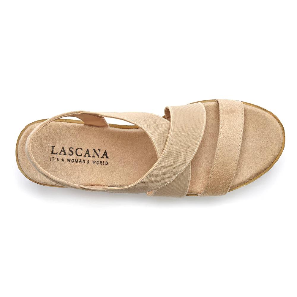 LASCANA Sandalette Sandale Sommerschuh mit Keilabsatz und elastischen Riemen VEGAN Begrenzt auf 3 Tage