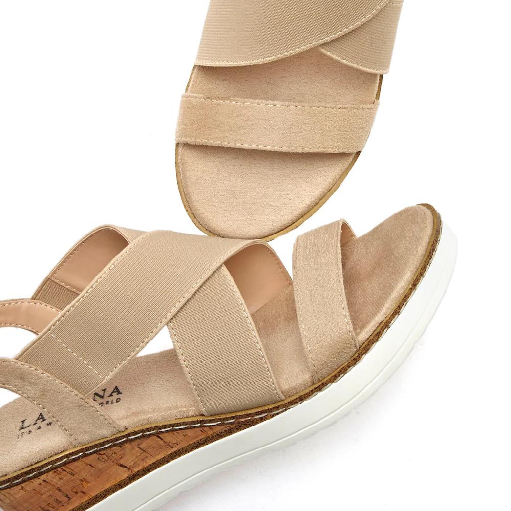 LASCANA Sandalette Sandale Sommerschuh mit Keilabsatz und elastischen Riemen VEGAN Begrenzt auf 3 Tage
