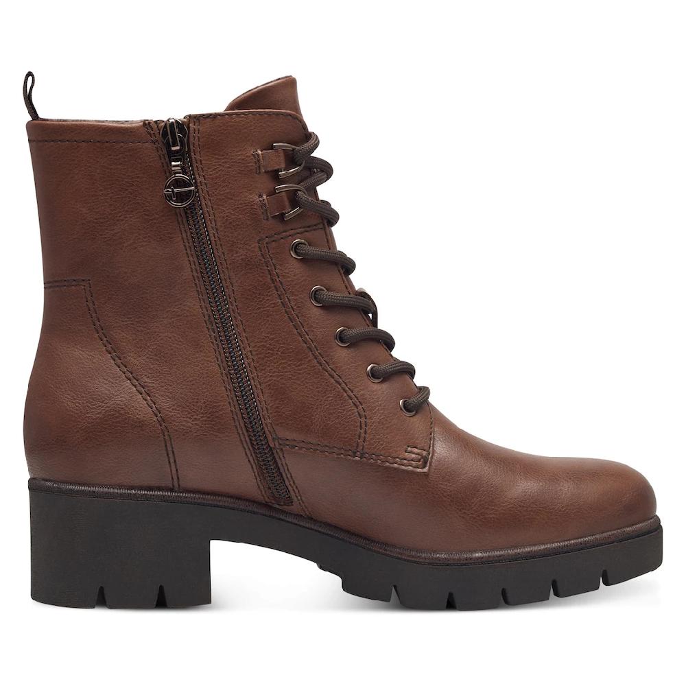 Tamaris Schnürstiefelette Blockabsatz Schnürboots mit Ösen und Ziernähten Fabrikpreis