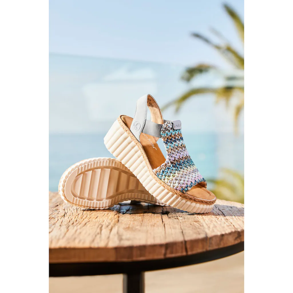 Rieker Plateausandaletten Sommerschuh Sandale Plateauabsatz mit Gummizug online kaufen Großer Ausverkauf