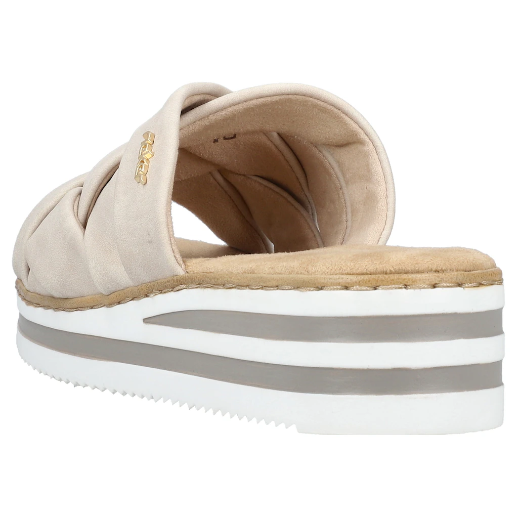 Rieker Pantolette Keilabsatz Sommerschuh Schlappen mit weicher Innensohle kaufen Lagerräumung