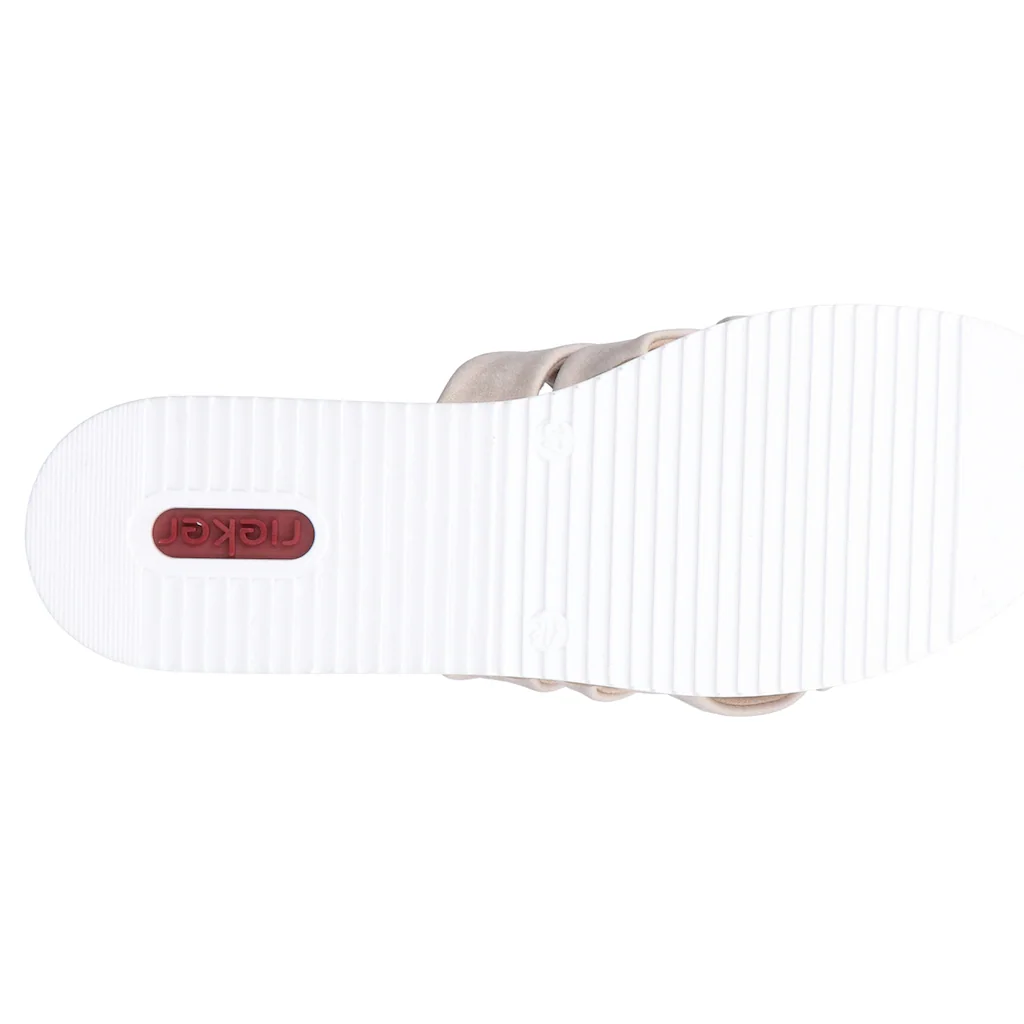 Rieker Pantolette Keilabsatz Sommerschuh Schlappen mit weicher Innensohle kaufen Lagerräumung