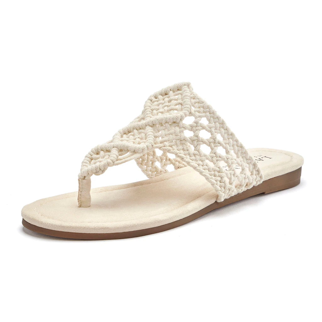 LASCANA Pantolette Mule Sandale offener Schuh Zehentrenner trendige Häkeloptik VEGAN Neueste Mode