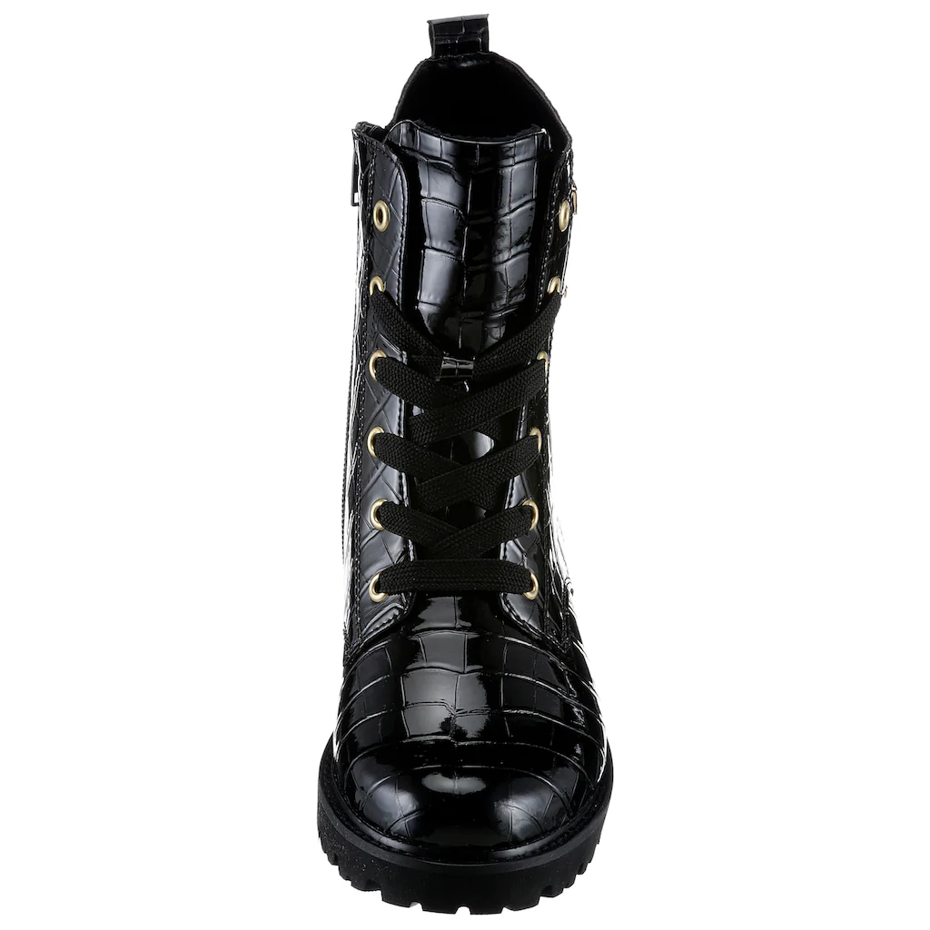 Remonte Schnürstiefelette Blockabsatz Schnürboots im Kroko-Look Innenreißverschluss kaufen Discount Store für neue Produkte