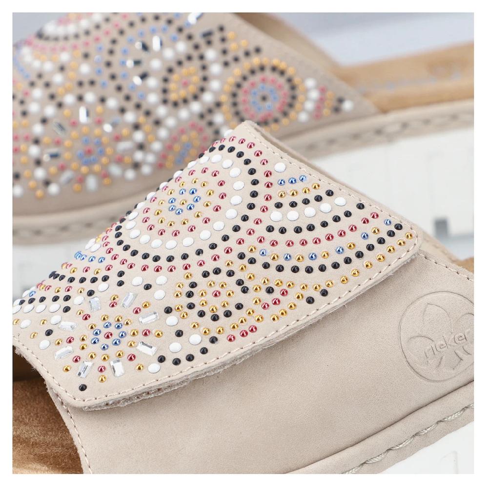 Rieker Pantolette Sommerschuh Strandschuh Hausschuh mit regulierbarem Klettverschluss Rabatt