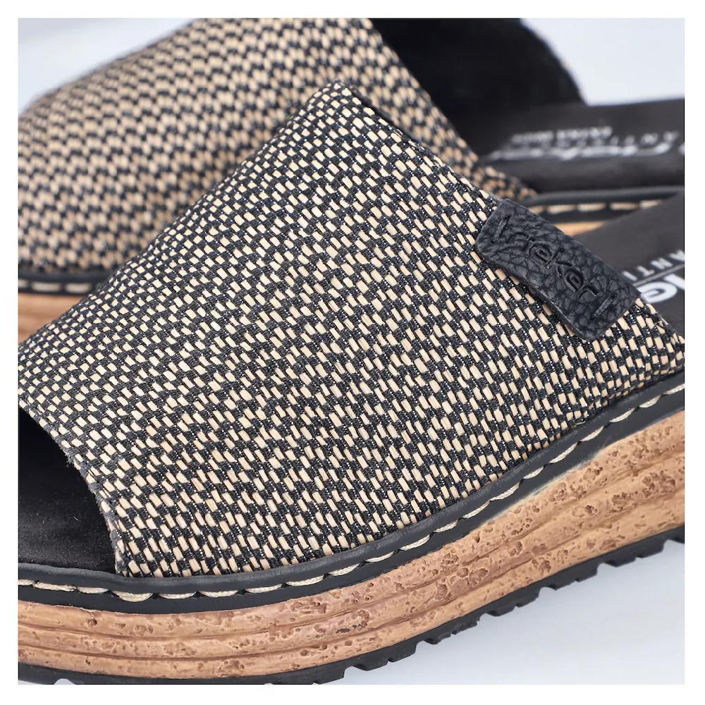 Rieker Keilpantolette Sommerschuh Schlappen Hausschuh in Weite H (= sehr weit) Black Friday
