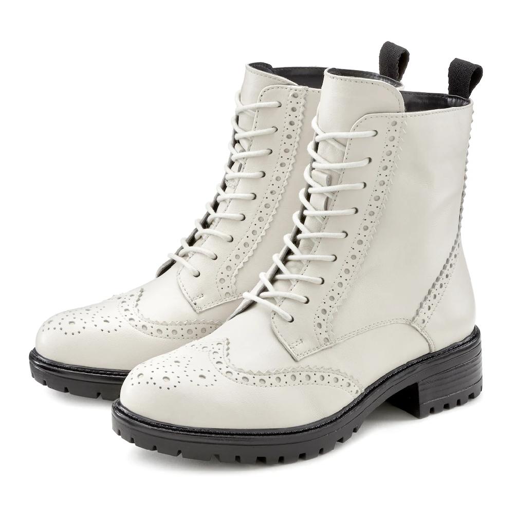 LASCANA Schnürboots Schnürstiefelette Ankle Boots Leder Schnüren & Reißverschluss ▷ für Vatertagsangebot