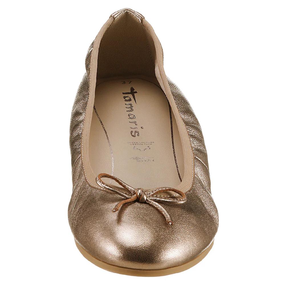 Tamaris Ballerina Festtagsschuh Hochzeitsschuh Flats mit schönem Metallic-Schimmer kaufen Valentinstagsangebot