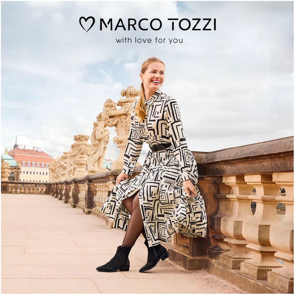MARCO TOZZI Westernstiefelette Blockabsatz Cowboy Stiefelette Boots funkelnde Glitzersteinchen ▷ für Black Friday Preise