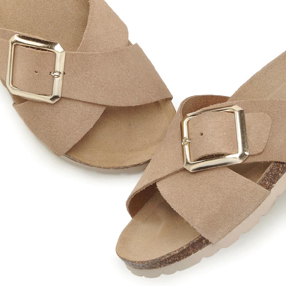 Elbsand Pantolette Mule Sandale offener Schuh hochwertiges Leder weiches Korkfußbett Im Verkauf