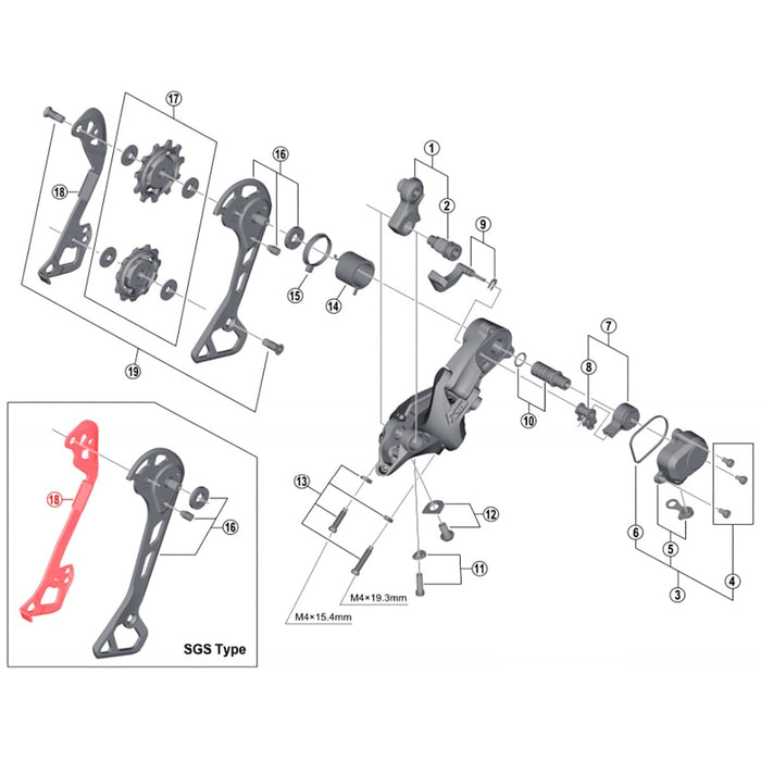 Langer interner Gabelkopf für SHIMANO XT RD-M8000 SGS Hinterer Umwerfer